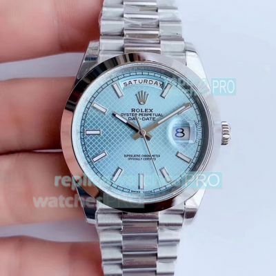 Noob Factory V3 Swiss 3255 Rolex Day Date II Ice Blue Watch 41MM